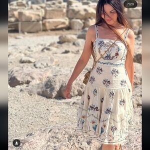 NWT Agua by Agua Bendita Hand Embroidered Lima Florero Midi Dress Size XL